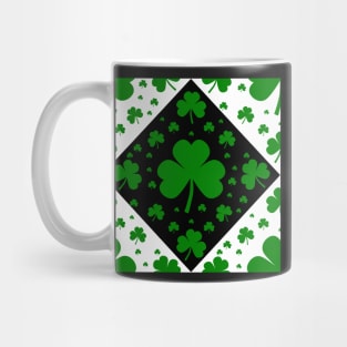 Green, White and Black Shamrock Pattern Mug